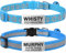 TagME 2er Pack Katzenhalsband mit Namen und Telefonnummer, Katzenhalsband mit Sicherheitsverschluss und glöckchen, 18-31 cm für Katzen, Himmel Blau