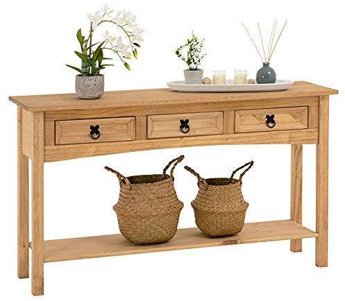 IDIMEX Console Meuble Salsa Table d'appoint en Bois, Meuble de Rangement Entrée ou Salon, avec 3 tiroirs, en pin Massif