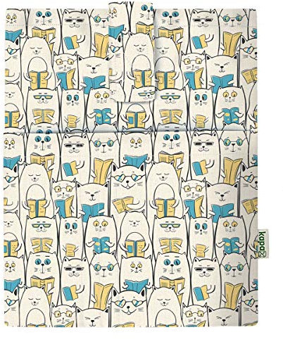 Couverture de livre - Couverture de livres pour livre broché, tissu lavable,imperméable,protecteur de livre - housse de protection pour tablette pour adulte Idée Cadeau (Reading Cat)