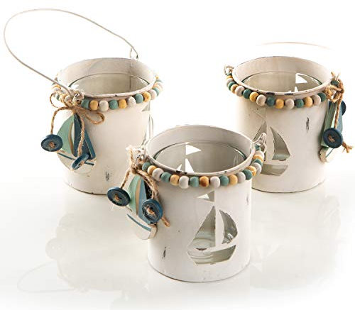 Logbuch-Verlag 3 Teelichtgläser Metall maritim Segelschiff Tischdeko Hochzeit Geburtstag Sommer Feste Teelichter 10 cm