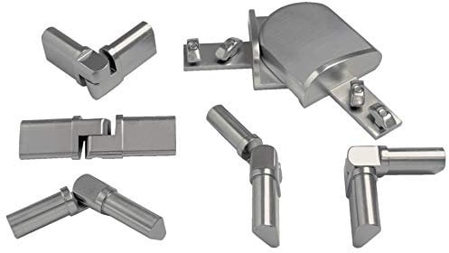 DOLLE Eckverbindungs-Set/Gelenkverbinder für variable Erweiterung von 1 Aluminiumhandlauf Tropfenform und 5 Aluminiumstäbe