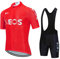 Maglia Ciclismo Uomo Manica Corta, Abbigliamento Sportivo Da Ciclismo Con Pantaloni Ciclismo Salopette Asciugatura Rapida Per MTB Ciclista Completo Ciclismo Squadre (Rosso,L)