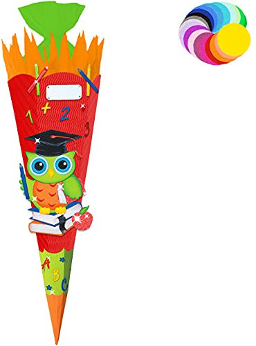 alles-meine.de GmbH Bastelset - Schultüte Farbe & Größe wählbar 70/85 / 100 cm - lustige Eule - Farbe frei wählbar - Bastelschultüte - Zuckertüte zum selber Basteln Bemalen..