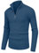Hisir Pullover Herren Strickpullover 1/4 Zip Pulli Männer, Bequem Weich Warmer Winter Pullover für Männer Herren Pullover mit Stehkragen mit Reißverschluss (VC Blau, L)