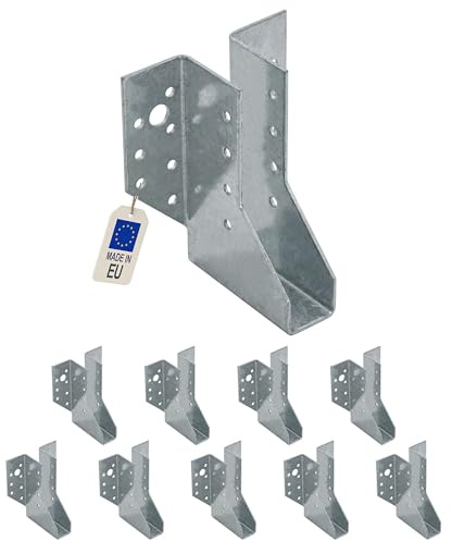 10 Sabots de charpente à ailes extérieures Connecteurs de poutres - Acier galvanisé - Larg 25 x Ht 120 mm - Fabriqué en Europe