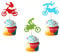 Arthsdite 48Pcs Dirt Bike Motocross Cupcake Toppers for Dirt Bike Themed Birthday Party Cake Decorations Colorful Glitter Motorcycle Cupcake Picks Man's or Boy's Birthday Party Supply Decoration