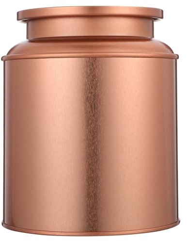 Cabilock Tea Canister Storage Container Coffee Canister with Lid Metal Tin Plate Tea Canister Aroma Canister Biscuit Jar Storage Tin for Tea Spices Herbs Coffee Beans Rose Gold