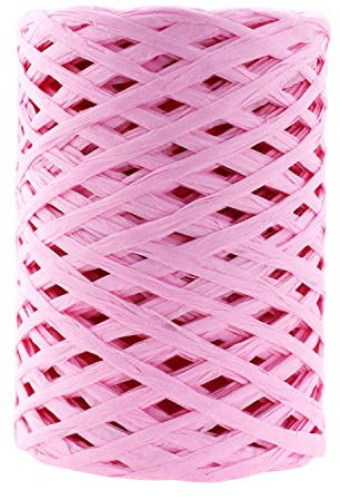 Mandala Crafts Bastband zum Verpacken von Geschenken, 91,4 m, natürliches Papierstroh, Bastschnur für Bastelarbeiten, Schleifen, Dekoration, Blumenarrangements und DIY-Projekte, Rosa