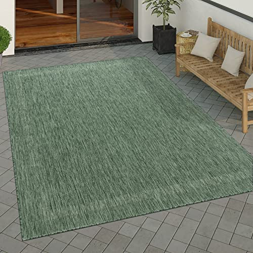 Paco Home Outdoor Teppich Wetterfest Wohnzimmer Balkon Küchenteppich Schlafzimmer Moderne Geometrische Muster, Grösse:160x220 cm, Farbe:Grün