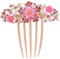 Create idea Flower Hair Comb Rhinestone Wedding Bride Headpiece Decorative Hair Accessories for Wedding Bridal French Twist Bun Full Updos Low Bun Hairstyles Pink