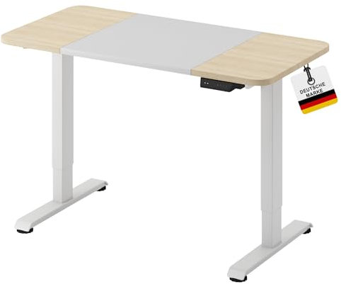 Albatros Höhenverstellbarer Schreibtisch Lift 4P12, 120 x 60cm Weiss/Eiche – Schreibtisch Höhenverstellbar Elektrisch mit Digitaldisplay – Optimal als Stehschreibtisch
