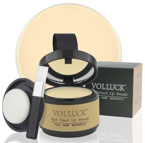 VOLLUCK Root Touch up Powder 4g – Covers Grey Roots & Conceals Thinning Hair, Hairline Powder for Men & Women – Natural Look, Easy to Use & Compact for Quick Touch Ups (Light Blonde)