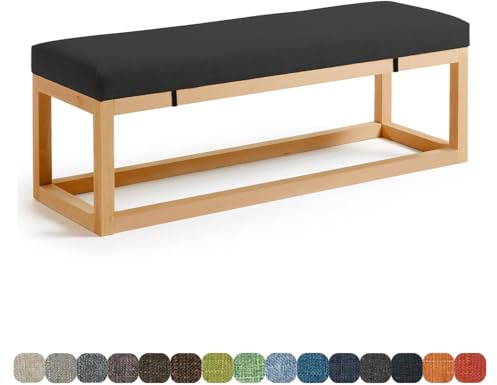 Lsjoaw Bankauflage Bankkissen Sitzauflage Sitzkissen Bank 100X35X3CM Stuhlkissen Bankpolster Schaukel mit abnehmbarem Bezug für Fensterbank Outdoor Gartenmöbel Terrasse Drinnen Sitz,Black