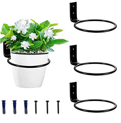 3 unidades de soporte de pared para macetas, 16 cm, montaje en pared, soporte para anillos de jardín, soporte para colgar en la pared