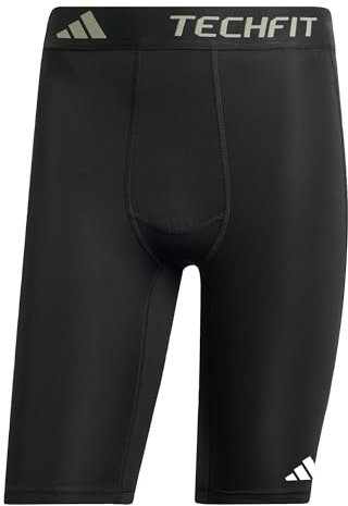 adidas Men's TECHFIT COMPRESSION TRAINING SHORT TIGHT, Black, XS