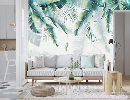 Papier Peint Panoramique Jungle 3d Soie, 356 X 250 cm Jungle Tropical - Papier Peint Panoramique Feuillage Grandes Murales Poster pour Salon, Adulte Chambre d'enfants, Étude Décoration