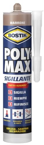 Bostik Poly Max Sigillante Marrone - sigillante universale permanentemente elastico e verniciabile, non ritira e resiste alla muffa
