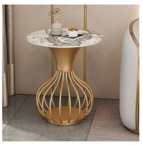 beistelltisch Runde Beistelltische, Kleiner Beistelltisch mit Akzentseite for die Familie, Kaffee-Tee-Beistelltisch for Wohnzimmer, Esszimmer, Schlafzimmer, kleine Räume Couchtisch (Color : Gold)