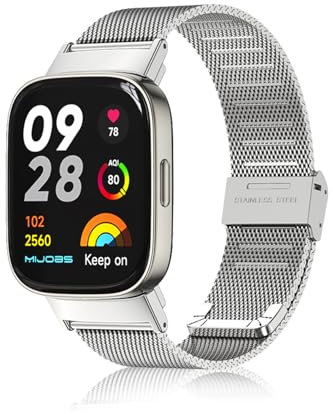 ToVioc Cinturino Compatibile con Xiaomi Redmi Watch 3, Cinturini in Acciaio Inossidabile Adatto per Xiaomi Redmi Watch 3 - Argento