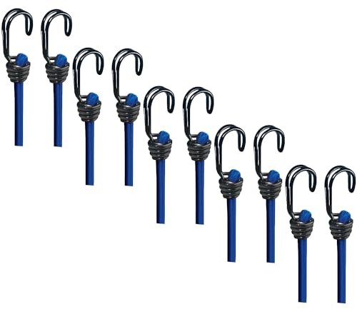 BASI | 10er Set Gummispannseil mit Haken | 120 cm Ø 8 mm | Spanngummis Gepäckspanner mit Doppelhaken | Ladungssicherung Transportsicherung - Spanngurt Set | 10 Stück