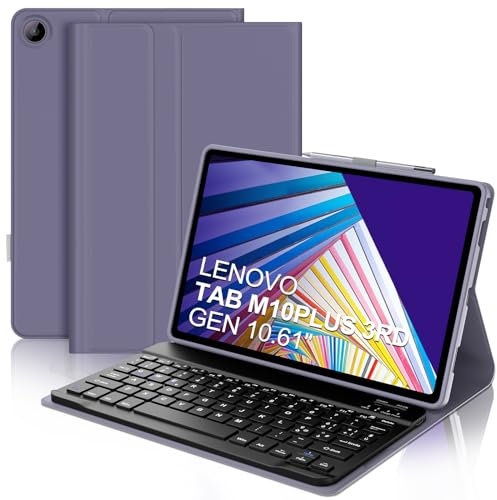 WINCHKING Teclado para Lenovo Tab M10 Plus (3rd Gen), funda para Lenovo Tab M10plus 10.61 TB-125FU/TB-128FU/TB-128XU, teclado italiano, teclado delgado Bluetooth extraíble magnético, violeta lavanda