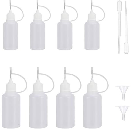 Nadelflasche, 10ml Dosierflasche, 8 Stück Dosierflaschen, Applikator Flasche Mit 2 Trichter & 2 Pipette Nadelspitze, Leimflasche Spitze, Nadelflaschen, Quetschflasche Klein, Quetschflasche Mit Spitze