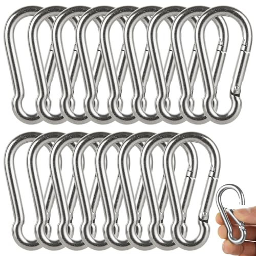 ASelected 16Pcs Heavy Duty Carabiners Clip M6 X 60Mm Small Clips 304 Stainless Steel Snap Hooks For Hiking, Hooks