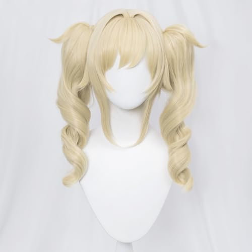 Genshin Impact Mondstadt Barbara Perücke Blonde Doppel Pferdeschwanz Haare für Erwachsene Frauen cos Barbara Rollenspiel Party(Barbara)