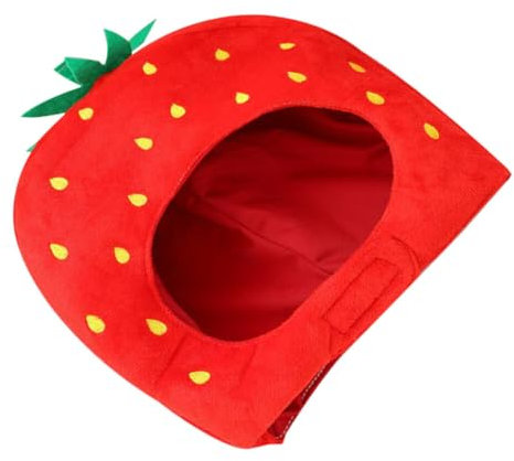Luxshiny Erdbeer Hut Für Partys Lustige Kopfbedeckung Für Feiern Fotorequisiten Und Cosplay Weicher Bequemer Kopfüberzug Mit Erdbeer-design