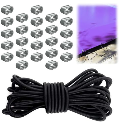 ZOESURE Expanderseil 8mm, 10m Gummiseil Gummischnur Spannseil, Planenseil mit 20 Würgeklemmen, Gummileine Elastisches Seil für Anhänger für Anhänger, Camping, DIY-Projekt