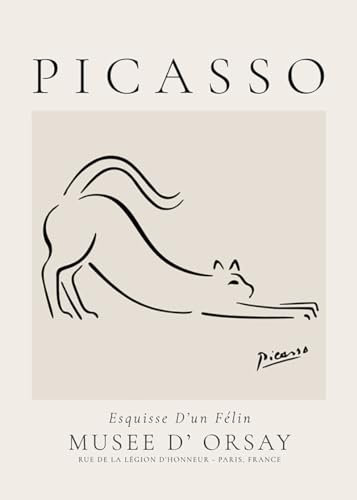 Artesta Poster Pablo Picasso Animals Drawings the cat Esquisse D’un Félin 50x70cm