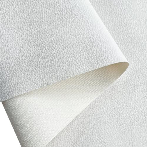 XHT Hochwertiges Kunstleder Meterware, Lederimitat, Wasserdicht, Nähen, Reparatur, Premium Lederstoff (Weiß-200 x 160cm)