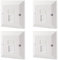 rhinocables CAT5e Ethernet Faceplate | Double 2 & Quad 4 RJ45 Gang Wall Sockets | Simple CAT 5 Setup for Printers, VoIP, Phones & More | Network Expansion for Home or Business (1 Port,Pack of 4)