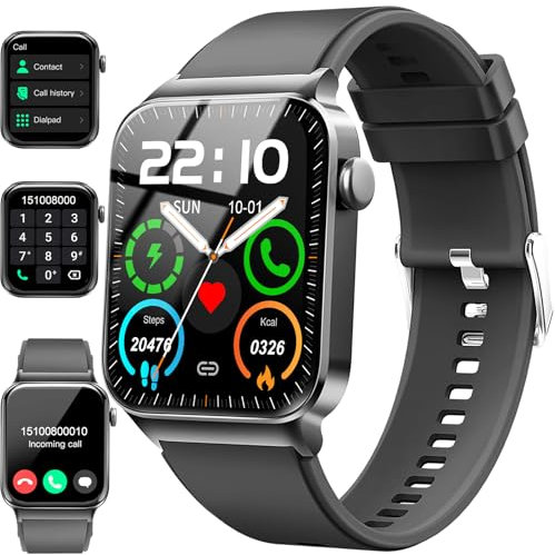 Montre Connectée Homme Femme avec Appel Bluetooth, 1.85 Smartwatch avec Podometre/Cardiofrequencemetre/Sommeil, Smart watch avec 100+Modes Sportifs, Etanche IP68, Montre Intélligente pour Android iOS