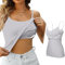 Tagesangebote BH Hemden Damen Ohne Bügel Baumwolle Tanktop Mit Integriertem BH Shirt Ärmellose Bluse Sommer Unterhemden Weiss Spaghettiträger