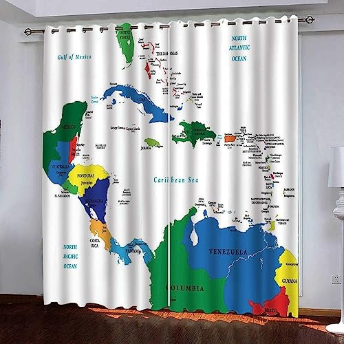3D Foto Der Weltkarte Vorhang Mit Ösen Mikrofaser Gardinen Blickdicht Verdunkelungs Scheibengardinen 2 Stücke Für Wohnzimmer Schlafzimmer Kinderzimmer Jugendzimmer-9K4I8O5G6L3