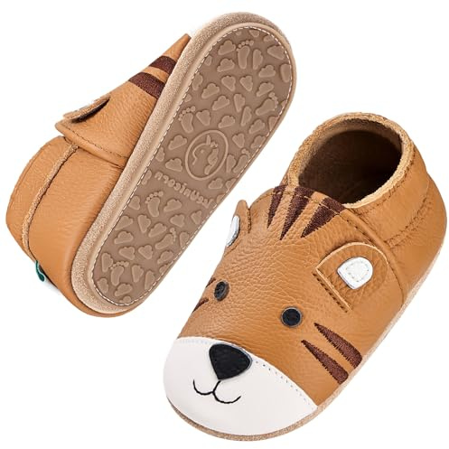 IceUnicorn Krabbelschuhe Baby Lauflernschuhe Weicher Leder Jungen Mädchen Lederschuhe Babys Rutschfeste Krabbelschuhe mit Gummisohle Babyschuhe