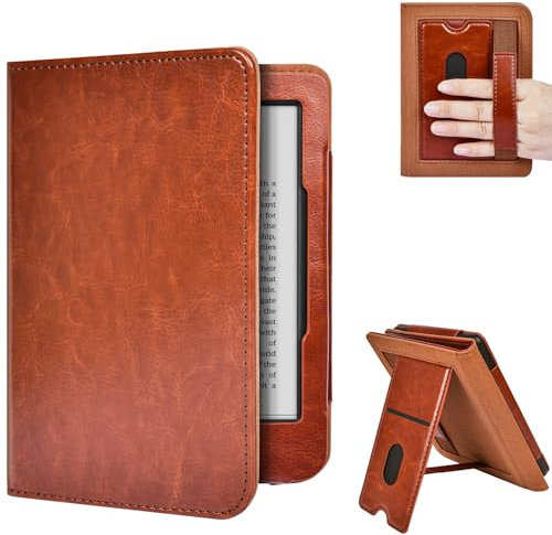 E NET-CASE Étui de Protection pour liseuse Kobo Clara BW (2024)/Kobo Clara Colour (2024)/Kobo Clara 2E (2022), en Cuir synthétique, de qualité supérieure, avec Fente pour Carte et dragonne