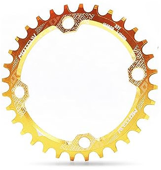 YLME Fahrrad-Kettenblatt, 104BCD Round Shape Narrow Wide Kettenblatt, 32T 34T 36T 38T Fahrrad-Kettenblatt Für Straßenfahrräder, Mountainbikes, BMX MTB Fahrrad,Gold,32T