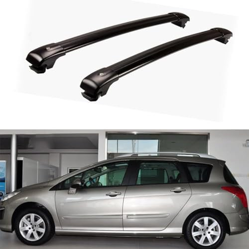 WJZXWJZC für Peugeot 308 SW 2008-2013 DachträGer RelingträGer,Dachgepäckträger Alu Dachgepäckablage,Black