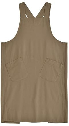 Nanxson Delantal de Algodón y Lino Color Sólido Cruzado Con Dos Bolsillos - Estilo Vintage Rústico para Literatura, Arte, Floristería, Cafetería y Cocina