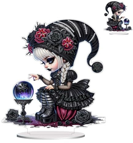 Generisch Diamond Painting Halloween Deko - Wichtel Mädchen Geist Tischdeko, 5D Diamant Painting für Erwachsene, Doppelseitige Bastelset Neuheiten Geschenk