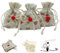 Doni Bomboniere Set Bomboniere Matrimonio 12 Sacchetti Juta Panna con Cuori Fantasia Patchwork Stile Shabby Portaconfetti 12 Bustine Confetti Bianchi 12 Bigliettini da Personalizzare Gadget