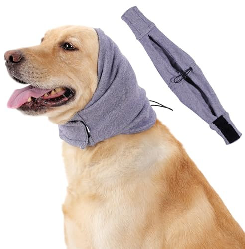 Poiinvc Protection auditive et cache-oreilles pour chien - Sweat à capuche - Chauffe-oreilles respirant avec réduction du bruit - Pour chiens anxieux en cas de feux d'artifice, d'orage, de bruit de