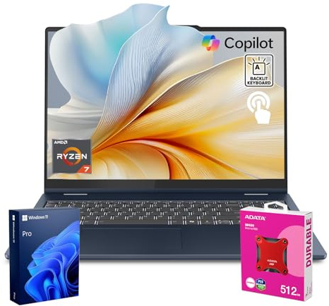 Lenovo IdeaPad Slim 5 Next Gen AI Copilot Ordinateur portable professionnel, écran tactile FHD+ de 16, AMD Ryzen 7 350, 32 Go de RAM DDR5, SSD de 1 To, Ko rétroéclairé, Wi-Fi 7, W11P, ensemble avec