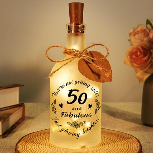 50th Birthday Gifts for Women Men - LED Bottle Decorative Light | 50 Year Old Gifts for Women Men, 50th Birthday Gifts for Friends Sister