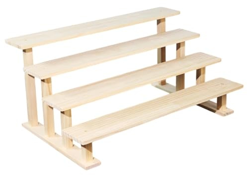 Milageto Hölzerner Präsentationsständer für Figuren, Parfüm, Cupcakes und Desserts – ideal für die Vitrine oder als Ausstellungsfläche, 4-stufig, 50 cm