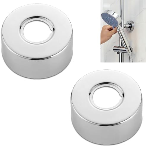 2Pcs Shower Pipe Covers Chrome, Stainless Steel Water Pipe Cover Escutcheon, Wall Hole Decarative Pipe Cap Flange for Shower Rosettes Bathroom Tap Faucet 60 x25 x25mm, Sliver