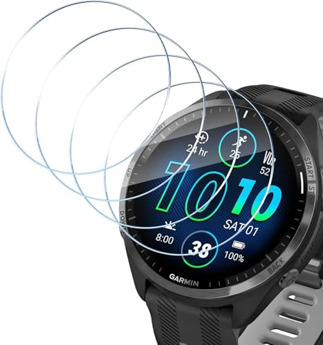 HidWee Schutzfolie Kompatibel mit Garmin Forerunner 965 für Panzerglas 4 Stück, HD Clear Schutzglas, Stoßfest Kratzfest Anti-Bläschen Displayschutz, 9H Härte Glas Displayschutzfolie