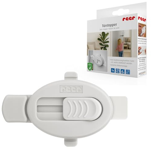 reer Türstopper Baby selbstklebend, Fingerklemmschutz, deaktivierbar, Weiß
